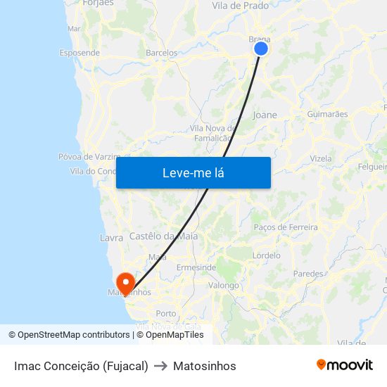 Imac Conceição (Fujacal) to Matosinhos map