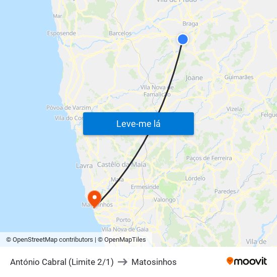 António Cabral (Limite 2/1) to Matosinhos map