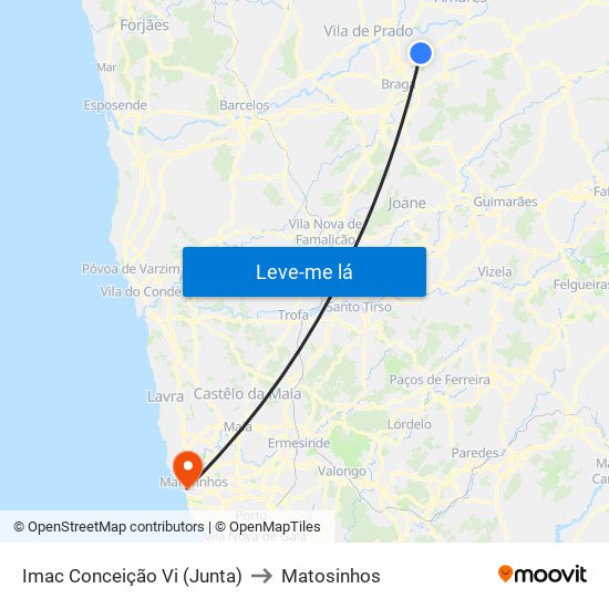 Imac Conceição Vi (Junta) to Matosinhos map