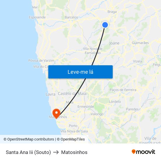 Santa Ana Iii (Souto) to Matosinhos map