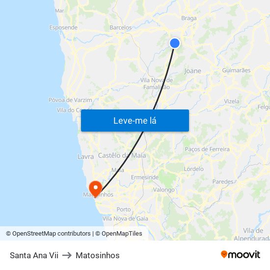 Santa Ana Vii to Matosinhos map