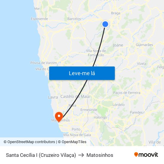 Santa Cecília I (Cruzeiro Vilaça) to Matosinhos map