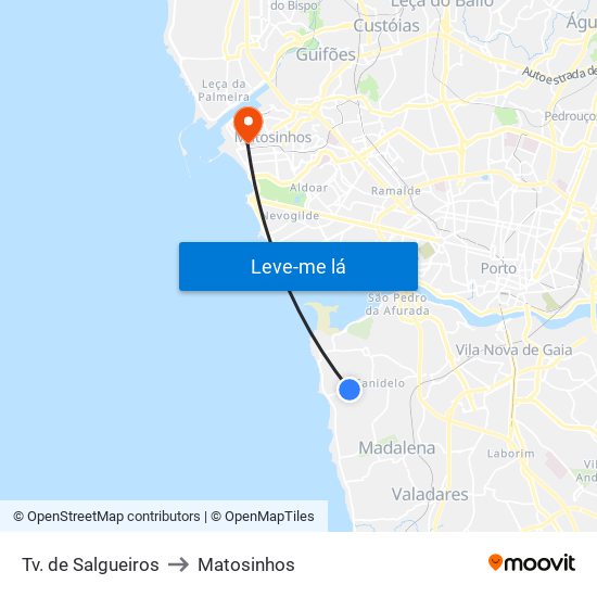 Tv. de Salgueiros to Matosinhos map