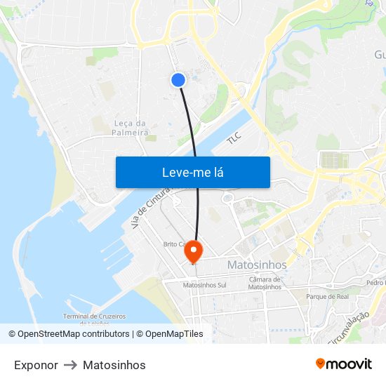 Exponor to Matosinhos map