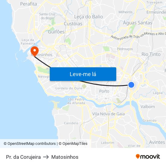 Pr. da Corujeira to Matosinhos map
