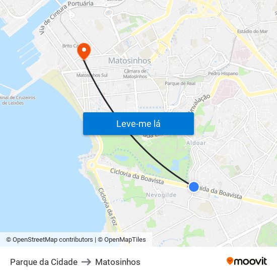 Parque da Cidade to Matosinhos map