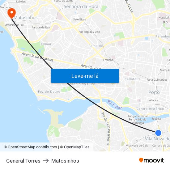 General Torres to Matosinhos map