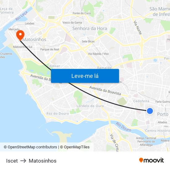 Iscet to Matosinhos map