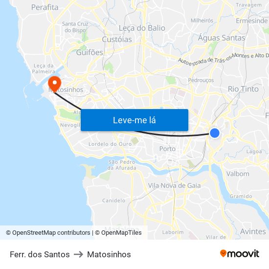 Ferr. dos Santos to Matosinhos map