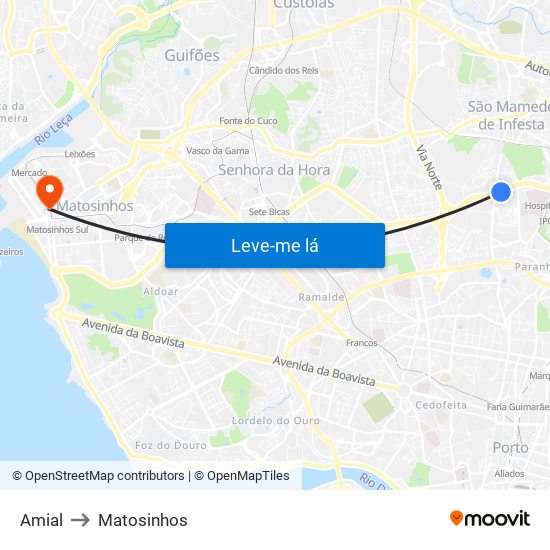 Amial to Matosinhos map