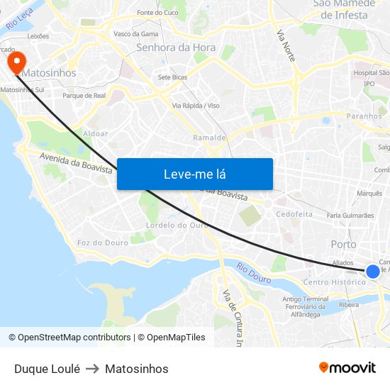 Duque Loulé to Matosinhos map