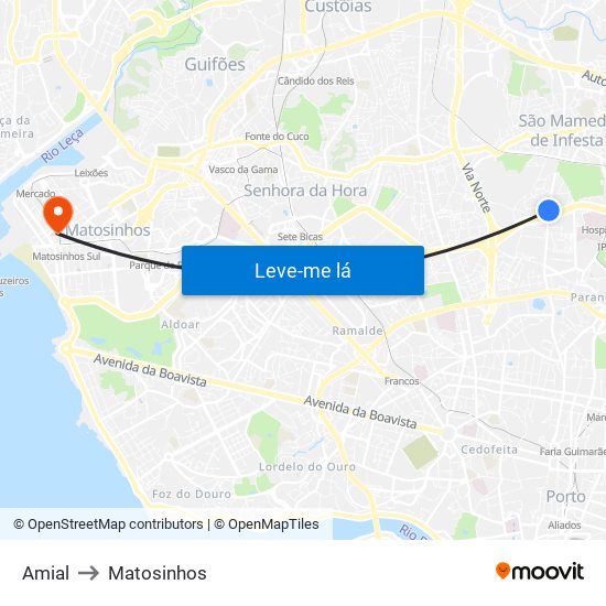 Amial to Matosinhos map