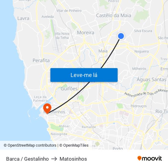 Barca / Gestalinho to Matosinhos map