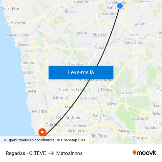 CITEVE/Parque da Devesa to Matosinhos map