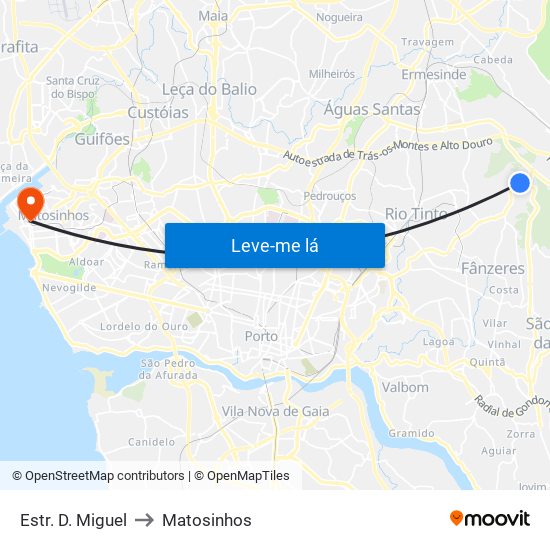 Estr. D. Miguel to Matosinhos map