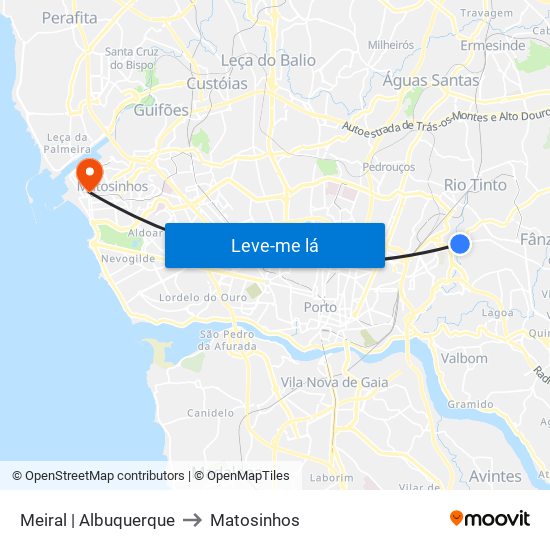Meiral | Albuquerque to Matosinhos map