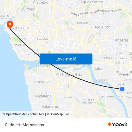 Gilde to Matosinhos map