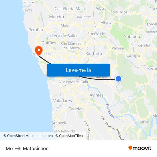 Mó to Matosinhos map