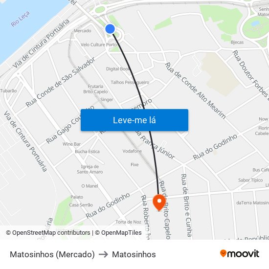 Matosinhos (Mercado) to Matosinhos map