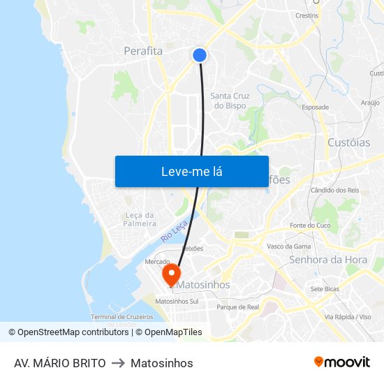 AV. MÁRIO BRITO to Matosinhos map