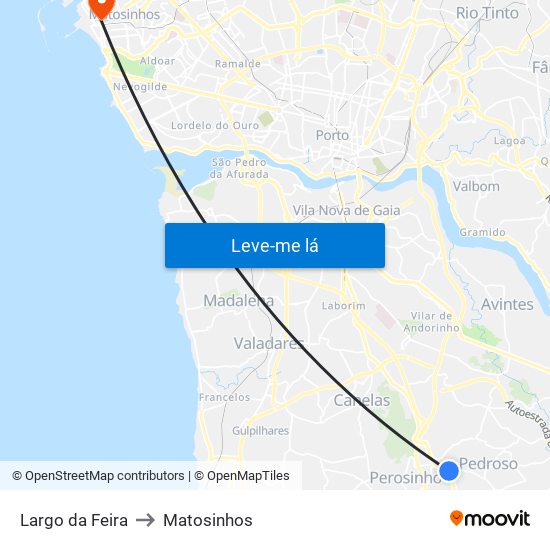 Largo da Feira to Matosinhos map