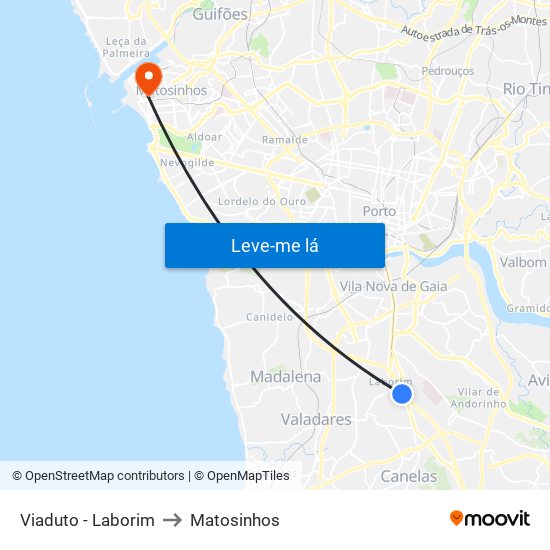 Viaduto - Laborim to Matosinhos map