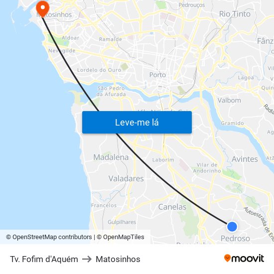 Tv. Fofim d'Aquém to Matosinhos map