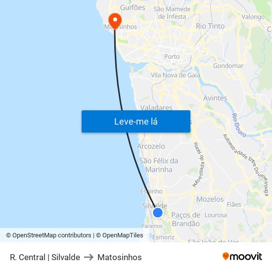 R. Central to Matosinhos map