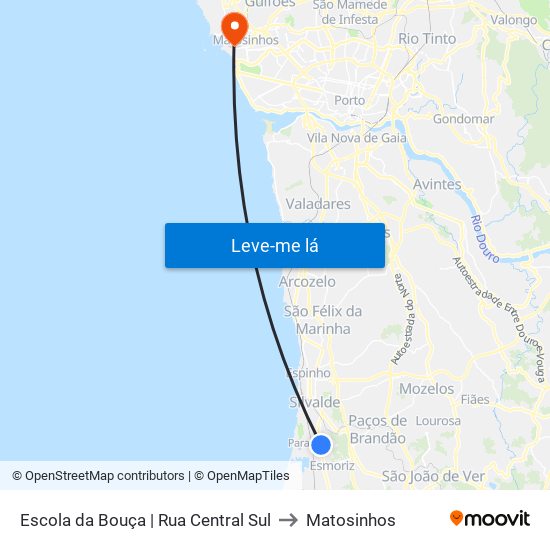 Escola da Bouça to Matosinhos map