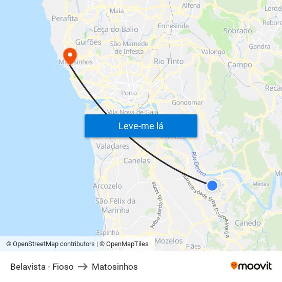 Belavista - Fioso to Matosinhos map