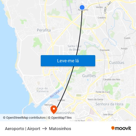 Aeroporto | Airport to Matosinhos map