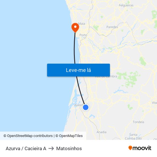 Azurva / Cacieira A to Matosinhos map