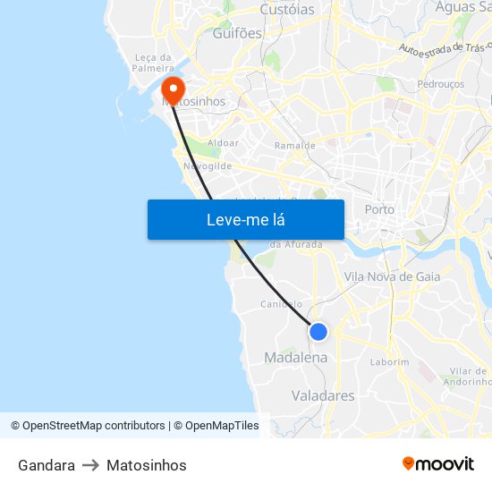 Gandara to Matosinhos map