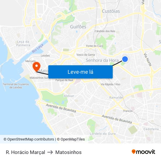 R. Horácio Marçal to Matosinhos map