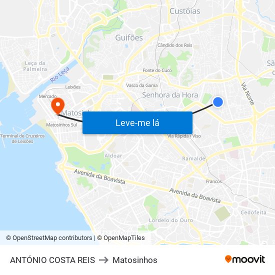 ANTÓNIO COSTA REIS to Matosinhos map