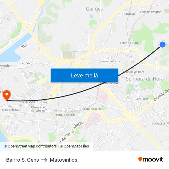 Bairro S. Gens to Matosinhos map