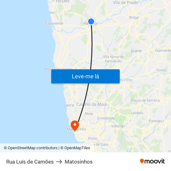 Rua Luís de Camões to Matosinhos map