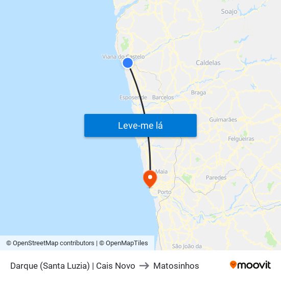 Darque (Santa Luzia) | Cais Novo to Matosinhos map