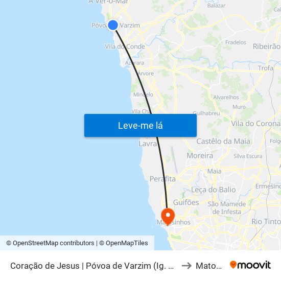 Coração de Jesus | Póvoa de Varzim (Ig. Sagrado Coração Jesus) to Matosinhos map