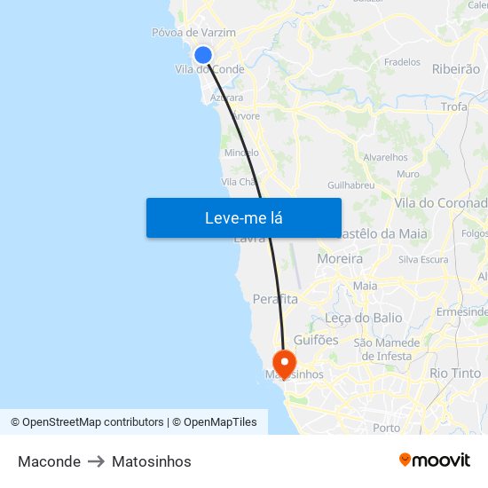 Maconde to Matosinhos map