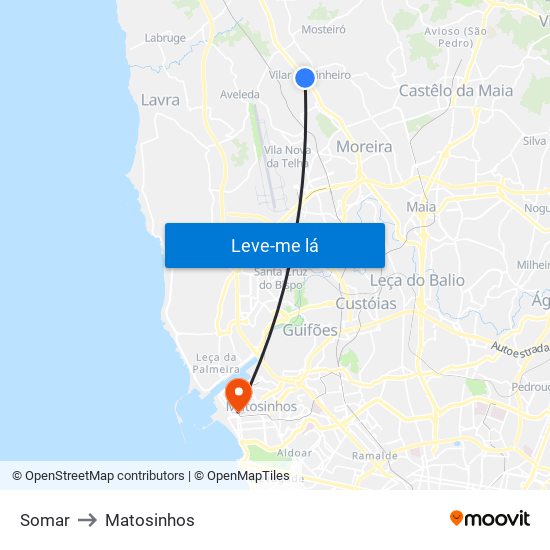 Somar to Matosinhos map