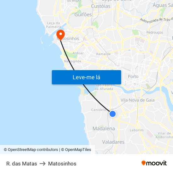 R. das Matas to Matosinhos map