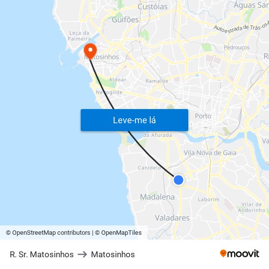 R. Sr. Matosinhos to Matosinhos map