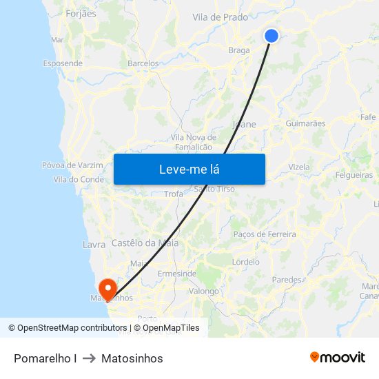 Pomarelho I to Matosinhos map