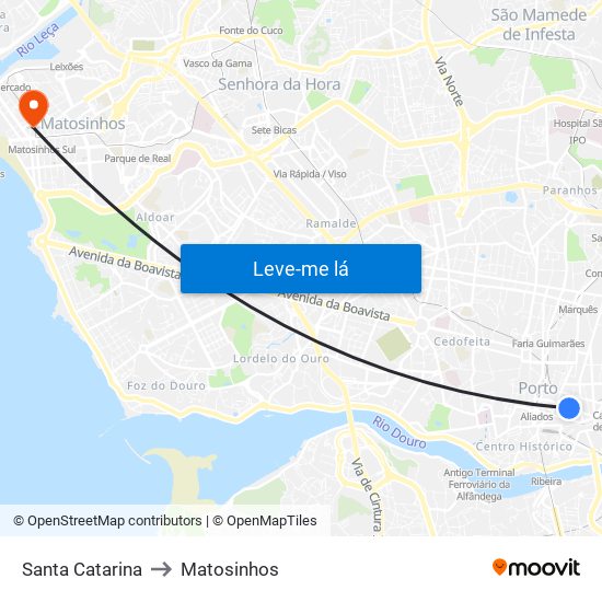 Santa Catarina to Matosinhos map