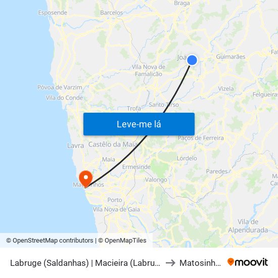 Labruge (Saldanhas) | Macieira (Labruge) to Matosinhos map