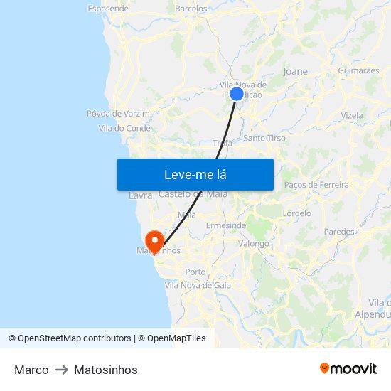 Marco to Matosinhos map
