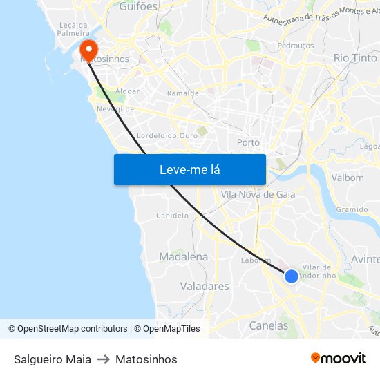 Salgueiro Maia to Matosinhos map