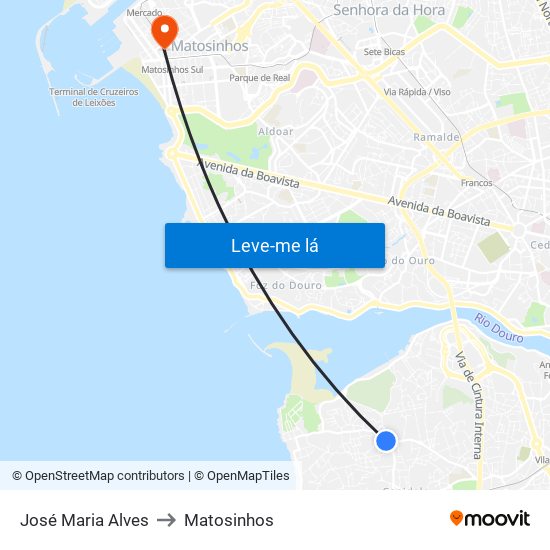 José Maria Alves to Matosinhos map