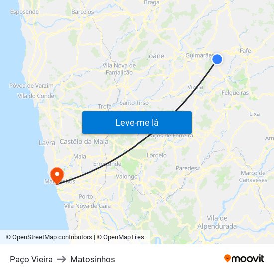 Paço Vieira to Matosinhos map